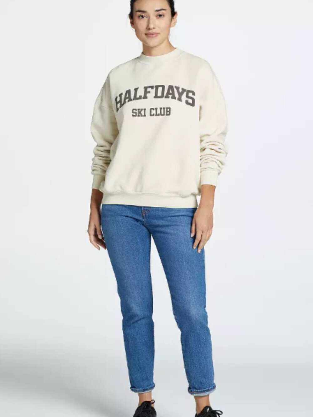 Halfdays Ski Club Crewneck Size 2 Oatmilk